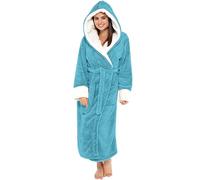 Peignoir Femme, Peignoir De Bain Femme Peignoirs Peignoir Éponge Femme avec Capuche, Robe De Chambre Coton Manche Longue Fourrure Peignoir Confort Con en V Peignoir Polaire Femme Rose