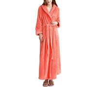 DSNOW Peignoir Femme Velours Robe de Chambre Polaire Femme Chaud Long Flanelle Peignoir de Bain Eponge Hiver Longue Le Cadeau de Noël Orange M