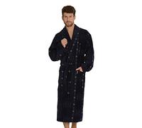 Peignoir Forex, confortable et élégant, pour homme, avec poches et ceinture à nouer, fabriqué en 100% coton - Bleu - X-Large
