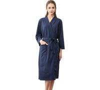 Peignoir gaufré extra long pour femme - Peignoir léger pour femme grande taille - Vêtements de détente en peluche robes du matin d'hiver peignoir robe éponge blanc vêtements de nuit chemises de nuit