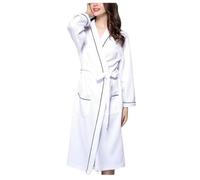 Peignoir gaufré, Robe de Chambre Unisexe, en Polyester Doux et léger, Style Kimono, Toutes Saisons, idéal pour l'hôtel et la Maison (Blanc XX)