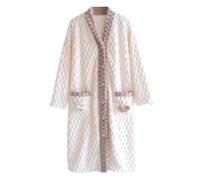 Peignoir Grande Taille Femme Peignoir Microfibre, Chemise De Nuit Manches Longues Long Nid Dabeille Chambre Sortie Bain Piscine Eponge Chaud Personnalisé Chic avec Boutonné éPais Flanelle