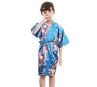 Peignoir Kilono en satin de soie pour bébé la nuit ; vêtements sweatshirts surdimensionnés, bleu clair, 6-7 ans