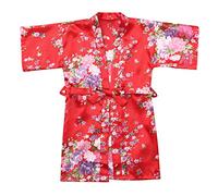 Peignoir Kilono en satin de soie pour bébé la nuit ; vêtements sweatshirts surdimensionnés, rouge, 6-7 ans