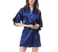 Peignoir kimono de luxe en satin pour femme - Peignoir avec ceinture Yukata doux vêtements de nuit vêtements de détente et manteau d'intérieur léger, 104, M