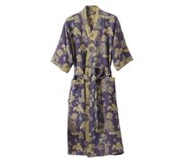 Peignoir kimono en coton pour femme - Midi - Doux en mousseline imprimé - Peignoir de bain léger, séchage rapide et absorbant - Robe de détente pour le spa, la maison, les voyages - Pyjama Yukata