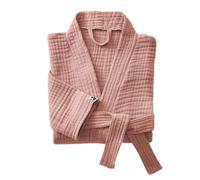 Peignoir kimono mixte S/M Gaze de coton unie GAÏA Rose pêche