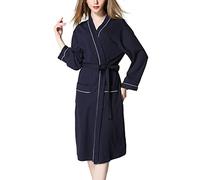 Peignoir LéGer Femme Peignoir Grande Taille, Chemise De Nuit Manches Longues Luxe VêTements De DéTente Cadeau Tricot LéGer Et Doux Gaufré Kimono Col en V DéContracté