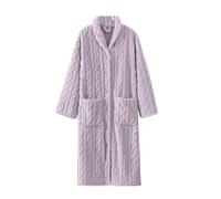 Peignoir long en peluche pour femmes - Peignoir épais en jacquard de toison avec boutons et poches, douillet et doux, robe de chambre pour l'hiver et l'automne, robe de spa confortable pour la maison