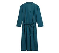 Peignoir long gaufré léger pour femme - Peignoir de bain léger personnalisé peignoir en tissu éponge en peluche, blanc, XL