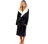 Peignoir long pour femme - Automne/hiver - Avec ceinture - En polaire chaude - Couleur unie - Doux et douillet - Tenue de loisirs - Élégant - Confortable - Pour le spa, la maison et l'hôtel