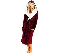 Peignoir long pour femme - Automne/hiver - Avec ceinture - En polaire chaude - Couleur unie - Doux et douillet - Tenue de loisirs - Élégant - Confortable - Pour le spa, la maison et l'hôtel