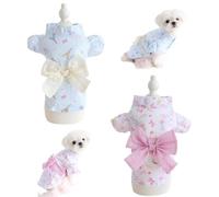 Peignoir mignon avec nœud pour chien, costume de spa, pyjama amusant, vêtements de nuit, vêtements de cosplay, kimono japonais, vêtements d'Halloween pour chat (rose + bleu, taille XS)