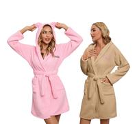 Peignoir Personnalisé Brodé Votre Nom, Peignoir Couple Assorti,Peignoir De Bain Femme & Peignoir De Bain, Robe De Chambre Femme, Flanelle Douce, Pour Cadeaux, Cadeau Femme, Cadeau Anniversaire