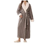 Peignoir Simple en Flanelle Unie pour Couple Unisexe - Peignoir Automne-Hiver À Col Châle,Vêtement de Nuit Luxueux Chaud,Moelleux et Confortable - Robe de Chambre Ultra Douce,Couleur Café,Taill