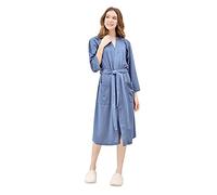 Peignoir unisexe en nid d'abeille : peignoir de sauna femme avec capuche gaufré léger manteau de sauna avec longue ceinture gaufrée manteau de maison pour salle de sport spa douche hôtel doux manteau