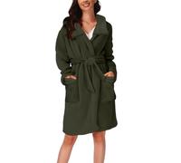 Peignoirs de bain à capuche en tissu éponge pour femme - Robe de chambre moelleuse grande taille personnalisée, peignoir en éponge, vêtement de détente, chemise de nuit légère, beige, M