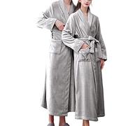Peignoirs de bain pour couples | Peignoirs de spa légers et décontractés pour femmes, peignoir à langer double poche en flanelle douce en peluche douce, peignoir de bain en velours double face,