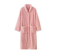 Peignoirs en coton pour femmes, robe de chambre longue en coton pour femmes, peignoir d'intérieur à boutons, manches longues, vêtement d'intérieur avec poches avant, peignoir moelleux confortable