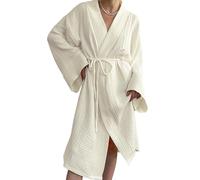 Peignoir kimono en gaze de coton pour femme - Peignoir léger et respirant avec col en V et taille nouée à la taille - Vêtement de nuit confortable pour la maison, le spa, les voyages, #1, S