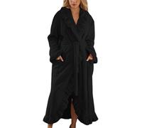 Peignoirs Femme Polaire Long Épais Grande Taille Peignoir de Bain avec Capuche Hiver Chaude Robe de Chambre en Peluche avec Poches Doux et Douillets Nuisette Vêtements de Nuit pour Fête Mariage