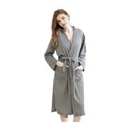 Peignoirs Homme Spring And Summer Waffle Bathrobe Men And Women Sauna Clothing Sweatshirt Robe Men's Homewear(Grey-woman,XL)