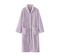 Peignoirs pour femmes chauds et douillets avec boutons en flanelle - Polaire douce et chaude - Robe de bain en molleton - Longues manches - Nuit - Vêtement d'intérieur en polaire, violet, L