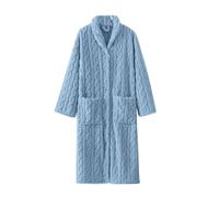 Peignoirs pour femmes chauds et douillets avec boutons en flanelle - Polaire douce et chaude - Robe de bain en molleton - Longues manches - Nuit - Vêtement d'intérieur en polaire, bleu ciel, XL