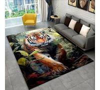 PEIHUODAN Animaux 3D Tapis de Sol Chambre Adolescent Garçon, Cool Léopard Tigre des Forêts Attrape-rêves Loup Impression Antidérapant Tapis pour Salon Chambre Salle de Jeux, 160x230 cm, Color 1