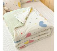 PEIHUODAN Couverture d'été Réversible, Dessus de Lit Légère en Coton Respirant avec Dos Minky à Points, Couverture Édredon Lavable pour Enfant, lit, Berceau, Canapé & Voyage (Color 7,150x200 cm)