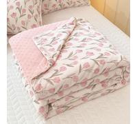 PEIHUODAN Couverture d'été Réversible, Dessus de Lit Légère en Coton Respirant avec Dos Minky à Points, Couverture Édredon Lavable pour Enfant, lit, Berceau, Canapé & Voyage (Color 2,150x200 cm)
