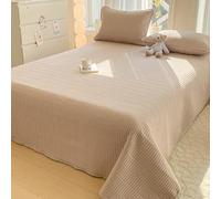 PEIHUODAN Couvre-lit Matelassé en Microfibre - Ultra-Doux, Couleur Unie Réversible, Matelassage Ultrasonique, Couverture Toutes Saisons pour Chambre Et Canapé (Brown,150x230cm)