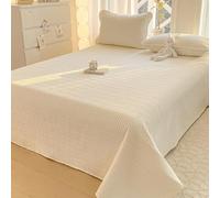 PEIHUODAN Couvre-lit Matelassé en Microfibre - Ultra-Doux, Couleur Unie Réversible, Matelassage Ultrasonique, Couverture Toutes Saisons pour Chambre Et Canapé (Beige,150x230cm)