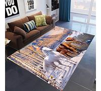 PEIHUODAN Grand Tapis de Salon Animal 3D Loup Renard Course de Chevaux Chambre d'homme Tapis Décoration Tapis Antidérapant Motif Coq Tapis de Chevet Nursery Rug Lavable (Couleur1,120 x 180 cm)