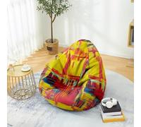 PEIHUODAN Housse de Pouf Lin Coton pour Enfants & Adultes, Housse de Fauteuil Pouf Art Abstrait 3D sans Remplissage, Pouf Poire Douce et Durable pour Chambre, Salon, Salle de Jeux (Color 5,80x90 cm)