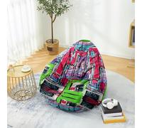 PEIHUODAN Housse de Pouf Lin Coton pour Enfants & Adultes, Housse de Fauteuil Pouf Art Abstrait 3D sans Remplissage, Pouf Poire Douce et Durable pour Chambre, Salon, Salle de Jeux (Color 3,80x90 cm)