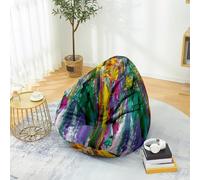 PEIHUODAN Housse Pouf Pas de Remplissage, Fleurs Art Abstrait 3D Pouf Poire Enfant Gaming, Polyester, pour Game, Lecture des Garçons Filles Aods Hommes Femmes, 80x90 cm, Color 2