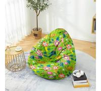 PEIHUODAN Housse Pouf Pas de Remplissage, Fleurs Oiseaux Feuilles Vertes Hibou 3D Pouf Poire Enfant Gaming, Polyester, pour Game, Lecture des Garçons Filles Aods Hommes Femmes, 80x90 cm, Color 6