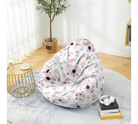 PEIHUODAN Housse Pouf Pas de Remplissage, Fleurs Oiseaux Feuilles Vertes Hibou 3D Pouf Poire Enfant Gaming, Polyester, pour Game, Lecture des Garçons Filles Aods Hommes Femmes, 90x110 cm, Color 5