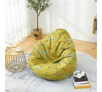 PEIHUODAN Housse Pouf Pas de Remplissage, Fleurs Style Tropical Feuilles Vertes Pouf Poire Enfant Gaming, Polyester, pour Game, Lecture des Garçons Filles Aods Hommes Femmes, 100x120 cm, Jaune