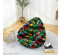 PEIHUODAN Housse Pouf Pas de Remplissage, Motif Feuilles Bananier Vertes Tropicales Pouf Poire Enfant Gaming, Polyester, pour Game, Lecture des Garçons Filles Aods Hommes Femmes, 100x120 cm, Color 1
