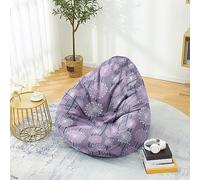 PEIHUODAN Housse Pouf Pas de Remplissage, Plantes Fleurs Pissenlit Pouf Poire Enfant Gaming, Polyester, pour Game, Lecture des Garçons Filles Aods Hommes Femmes, 90x110 cm, Violet