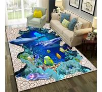 PEIHUODAN Illusions Optique Tapis Chambre Enfant Adolescent Ponts Transparents et Patinés, Paysages sous-Marins, Doux et Antidérapant, Tapis pour Salon, Chambre et Salles de Jeux, 100x150 cm, Color 1