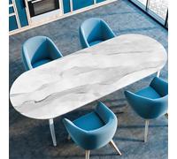 PEIHUODAN Nappe De Table Ovale pour Table Ovale Salle À Manger Extensible Anti Tache Intérieur Extérieur 3D, Bord Elastique, pour Maison Cuisine Jardin (Marbre 1,132cmx305cm)