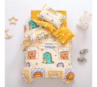 PEIHUODAN Parure de Lit Enfant Coton avec Housse de Couette 120x150 cm et Taie d'oreiller 30 x 50 cm, Motif Dinosaure Excavatrice Ours, pour Lit Simple, pour Adolescent, Tout-Petit ou Bébé (Yellow)
