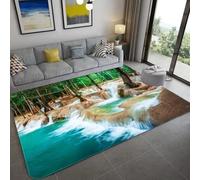 PEIHUODAN Paysage Naturel Flanelle Tapis forêt Verte Cascade Rocher 3D Décoration Moderne Tapis Antidérapant Lavable, Adapté Salon Chambre Bureau Salle De Bain Couloir (Color 6,160x230 cm)