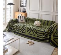 PEIHUODAN Plaid pour Canapé Chenille 1-4 Places - Léger Doux Réversible, Extra Large pour Lit King Size, Lavable en Machine Décoratif (Green,180x230cm)