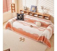 PEIHUODAN Plaid pour Canape Grand 1-4 Places, Léger Et Doux, Réversible Et Décoratif, Motif Rayé De Style Simple, pour Lit King Size (Orange,180x260cm)