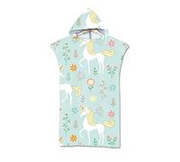 PEIHUODAN Poncho De Bain 6-11 Ans Enfant Fille Adulte, Licorne Arc-en-Ciel Cheval Poncho Surf Ado Fille Femme,Serviette Poncho A Capuche Peignoir Microfibre M L,Plage Serviette (M 70X85 cm,Vert)