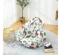 PEIHUODAN Pouf Enfant sans Rembourrage Imprimé Girafe, Idéal pour Salle de Jeux & Chambre d'enfant, Petit Pouf pour Tout-Petits Garçons & Filles (Pattern 3,90x110cm)